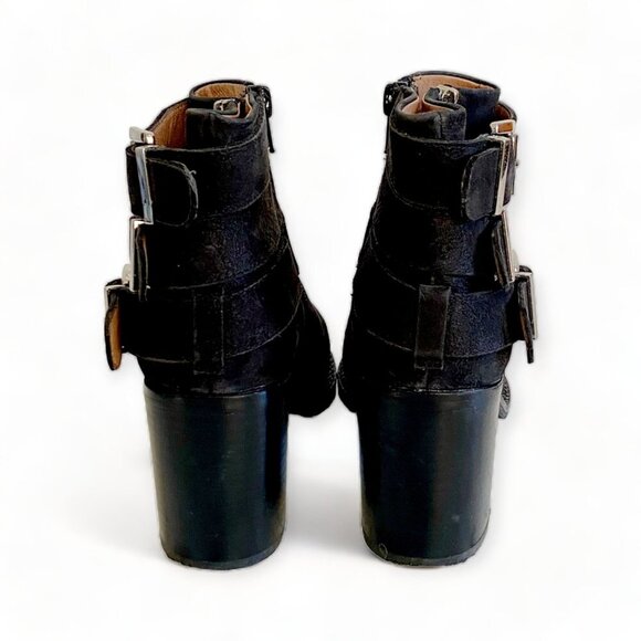 Jeffrey Campbell 3 buckle Rayburn Black Nubuck Ankle Boot Size 7.5 - Picture 10 of 15